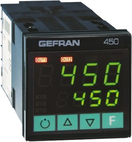450-D-R-1, 450 PID Temperature Controller, 48 x 48 (1/16 DIN)mm, 2 Output Logic, Relay, 100 → 240 V ac Supply Voltage