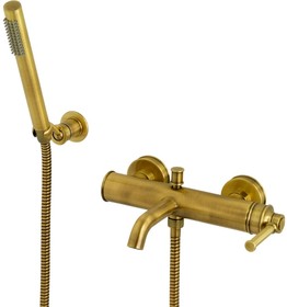 Фото 1/4 Смеситель для ванны ERMITAGE MINI внешний, с ручным душем, ручка латунь, бронза 31417