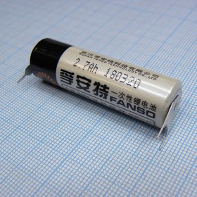 Фото 1/3 ER14505H/3PT, (3 вывода, горизонтальн.), Li, SOCl2 батарея типоразмера AA, 3.6 В, 2.6 Ач, на плату, -55...85 °C