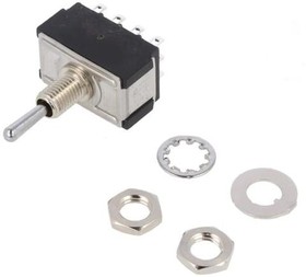Фото 1/3 MTA 406 S, Toggle Switch, Panel Mount, (On)-Off-(On), 4PDT, Solder Terminal