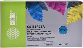 Фото 1/3 Картридж струйный Cactus CS-B3P21A №727 желтый (130мл) для HP DJ T920/T1500/T2530