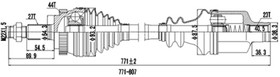 DDS250211, Полуось привода колеса RENAULT ESPACE III 96-00,