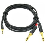 Cordial CFY 1.5 WPP кабель Y-адаптер джек стерео 3.5мм-2 джека моно 6.3мм male, 1.5м, черный