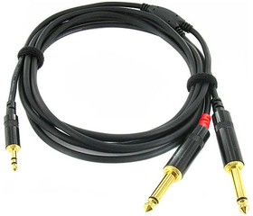 Cordial CFY 1.5 WPP кабель Y-адаптер джек стерео 3.5мм-2 джека моно 6.3мм male, 1.5м, черный