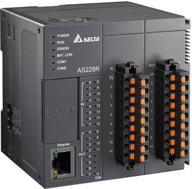 Фото 1/2 Программируемый логический контроллер AS228R-A, 16DI, 12RO, 24VDC, 64K шагов, 2xRS485, USB, microSD, CANopen, Ethernet