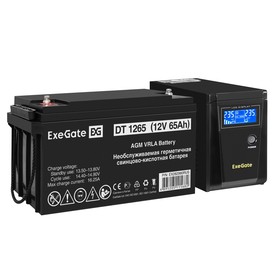 Фото 1/5 EX296775RUS, Комплект ИБП EX295986RUS + батарея 65Aч EX282980RUS 1шт (инвертор, синус, для котла) ExeGate SineTower SZ-600.LCD.AVR.1SH  600V