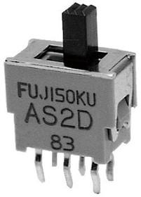AS2D-2M-10-Z, Движковый переключатель, Hyper-Miniature, DPDT, Вкл.-Вкл., Сквозное Отверстие, AS, 50 мА, 60 В