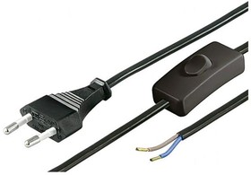 Фото 1/2 51350, Кабель, вилка CEE 7/16 (C), провода, 1,5м, с выключателем, черный