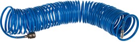 Фото 1/10 Pegas Шланг спиральный синий с быстросъемными соед. профи 20бар 5*8мм 15 PGS-4908