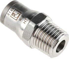 Фото 1/3 3805 08 13, LF3800 Series Straight Threaded Adaptor, R 1/4 Male to Push In 8 mm, Threaded-to-Tube Connection Style