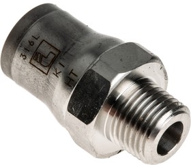 Фото 1/3 3805 08 10, LF3800 Series Straight Threaded Adaptor, R 1/8 Male to Push In 8 mm, Threaded-to-Tube Connection Style