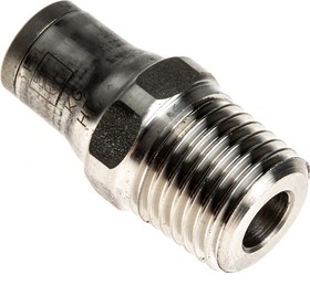 Фото 1/3 3805 06 13, LF3800 Series Straight Threaded Adaptor, R 1/4 Male to Push In 6 mm, Threaded-to-Tube Connection Style