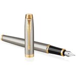 Ручка перьевая PARKER "IM Core Brushed Metal GT", серебристый матовый лак ...