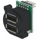 CP30092, Dual USB Socket in XLR Housing, 2.0 Receptacle, Straight, 5 Poles