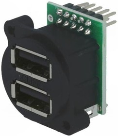 Фото 1/2 CP30092, Dual USB Socket in XLR Housing, 2.0 Receptacle, Straight, 5 Poles