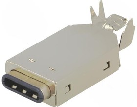 Фото 1/2 954, Вилка, USB C, на провод, пайка, прямой, USB 3.1, gold flash, 1А