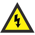 WL33Y, ISO warning symbol, 4.5" (114.30mm) triangle width, risk of electric shock symbol, vinyl adhesive, 50 markers per ...