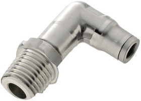 3809 10 13, LF3800 Series Elbow Threaded Adaptor, R 1/4 Male to Push In 10 mm, Threaded-to-Tube Connection Style