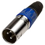 1-503 BL, разъем XLR 3 контакта штекер металл цанга на кабель синий