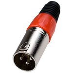 1-503 RD, разъем XLR 3 контакта штекер металл цанга на кабель красный