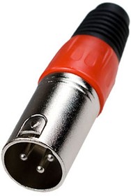 Фото 1/2 1-503 RD, разъем XLR 3 контакта штекер металл цанга на кабель красный
