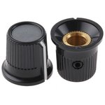 16.2mm Black, Grey Potentiometer Knob for 6mm Shaft Splined