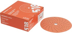 Фото 1/5 Диск шлифовальный на бумажной основе 518 Orange Ceramic Multi holes (50 шт; 150 мм; Р320) 518.150.320.LC