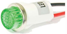 Лампа светодиодная в корпусе 12В, d13,5x24, d16,5x 9, зеленый, мкд, IL-301L