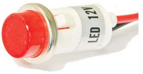 Лампа светодиодная в корпусе 12В, d13,5x24, d16,5x 9, красный, мкд, IL-301L