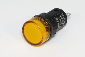 Фото 1/4 Лампа светодиодная в корпусе 24В, d16x24, d19x 9, желтый, мкд, 2CAD16-16E