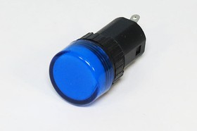 Фото 1/3 Лампа светодиодная в корпусе 24В, d16x24, d19x 9, синий, мкд, 2CAD16-16E