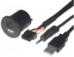 Фото 1/2 C0004, Адаптер USB / AUX, гнездо Jack 3,5мм 4pin, гнездо USB A, 0,9м