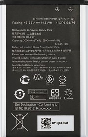 Фото 1/4 Аккумуляторная батарея (аккумулятор) VIXION C11P1501 для Asus Zenfone 2 Laser 5.5",6", ZenFone Selfie ZE550KG, ZE550KL 3.8V 3000mAh
