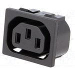 IEC-D-2, Conn Outlet F 3 POS Faston ST Panel Mount 3 Terminal 1 Port Tray