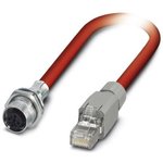 1419167, Straight Female 4 way M12 to Straight RJ45 Actuator/Sensor Cable, 2m