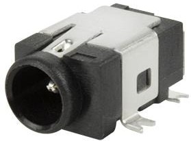 Фото 1/2 PJ-035-SMT-TR, DC Power Connectors power jack, 1.0 x 3.8 mm, horizontal, SMT, high current, 0 switches, T&R package