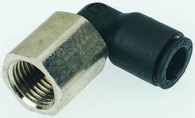 3192 04 13, LF3000 Series Elbow Threaded Adaptor, G 1/4 Female to Push In 4 mm, Threaded-to-Tube Connection Style
