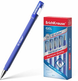 Фото 1/5 Ручка гелевая ERICH KRAUSE "G-cube", СИНЯЯ, корпус синий, игольчатый узел 0,5 мм, линия письма 0,4 мм, 46162