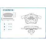 C12CR0118, Колодки тормозные задние (Low Metallic)