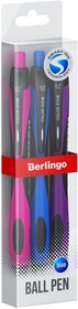 Автоматическая шариковая ручка Color Zone 0.7 мм, синяя, 3 шт, пластиковый футляр CBm_70950_3