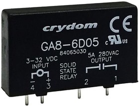 Фото 1/2 GA8-6D05, Solid State Relays - PCB Mount 5A/240Vac ZC