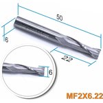 Фреза спиральная двухзаходная MF2x6.22 (6х22х50 мм; хв-к 6 мм) 4304