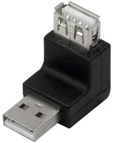 Фото 1/2 AU0027, Адаптер, USB 2.0, угловое гнездо USB A, вилка USB A, Цвет: черный