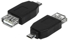 Фото 1/2 AU0029, Адаптер, USB 2.0, гнездо USB A,вилка microUSB B, Цвет: черный