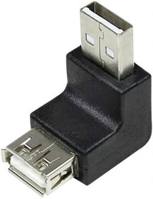 Фото 1/2 AU0025, Адаптер, USB 2.0, гнездо USB A, угловая вилка USB A, Цвет: черный