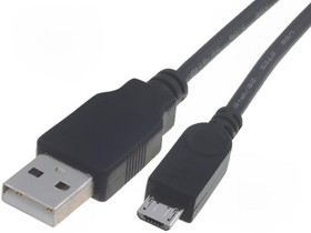 Фото 1/2 46800, Кабель, USB 2.0, вилка USB A, вилка micro USB B, 1м, черный