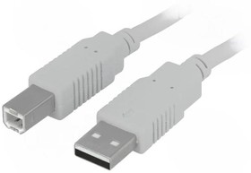 Фото 1/2 BQC-USB2AB/5, Кабель, USB 2.0, вилка USB A, вилка USB B, 5м, светло-серый