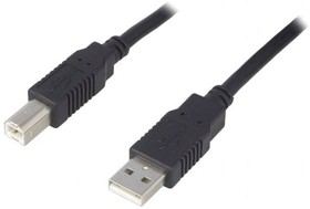 Фото 1/2 CAB-USB2AB/0.5-BK, Кабель, USB 2.0, вилка USB A, вилка USB B, 0,5м, черный