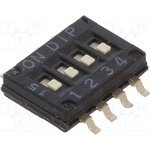 DHNF-04F-T-V, Переключатель: DIP-SWITCH, Кол-во секций: 4, ON-OFF, 0,1A/50ВDC