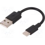 38675, Кабель USB 2.0 вилка USB 2.0A,вилка USB 3.1 C 0,1м черный